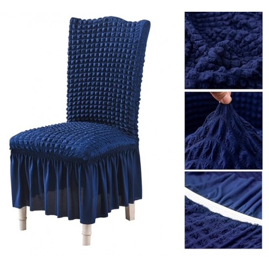 SET: 6 X Husa scaun cu Volanase - VERONA Bleumarin HUSE SCAUNE