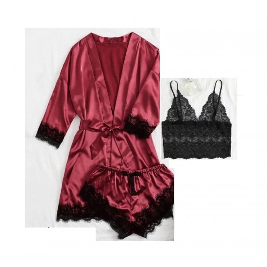 SET: Compleu Pijamale Dama, 3 piese - PJM001R SETURI PRODUSE