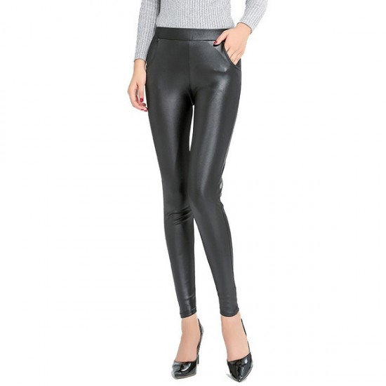 Colant vatuit imitatie vizuala piele - cu buzunare D201 PANTALONI/COLANTI