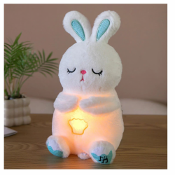 Jucarie Interactiva Iepuras de plus, cu efect de respiratie in somn, 28 cm