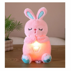 Jucarie Interactiva Iepuras de plus, cu efect de respiratie in somn, 28 cm