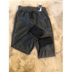 Pantalon imitatie piele -  vatuiti , cu buzunare