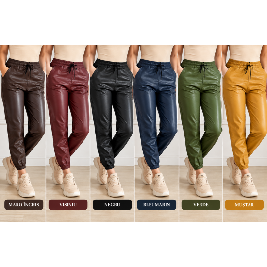 Pantalon imitatie piele-  vatuiti , cu buzunare PANTALONI/COLANTI